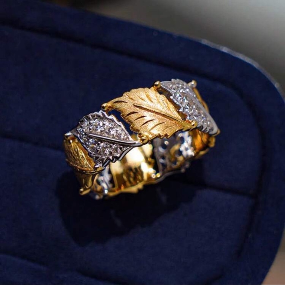 🌹Sale, 2 for $50 on all gold plated🌹18k gold plated vintage leaf ring design - Picture 2 of 7